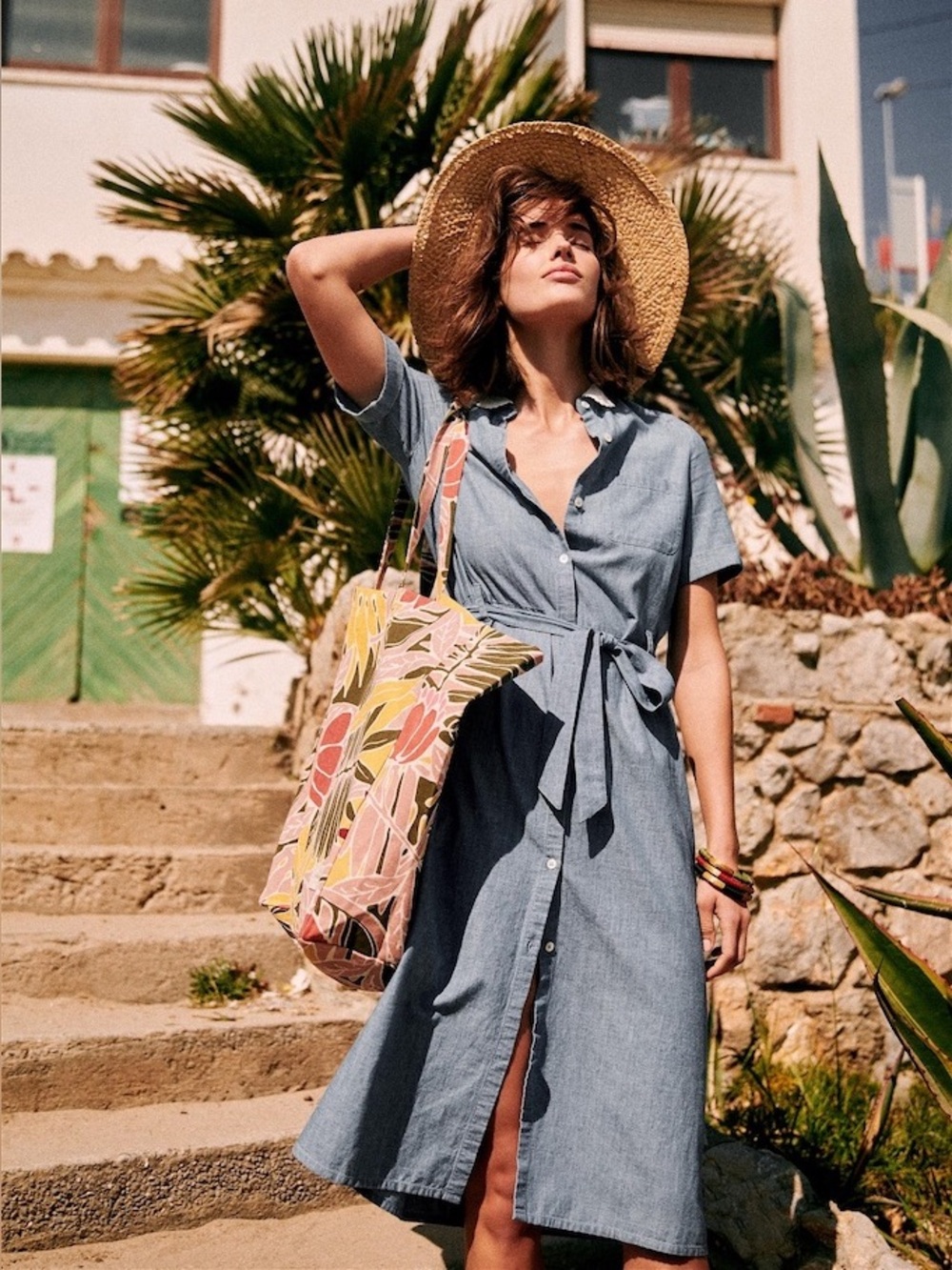 Sezane Alex Chambray Robe Dress